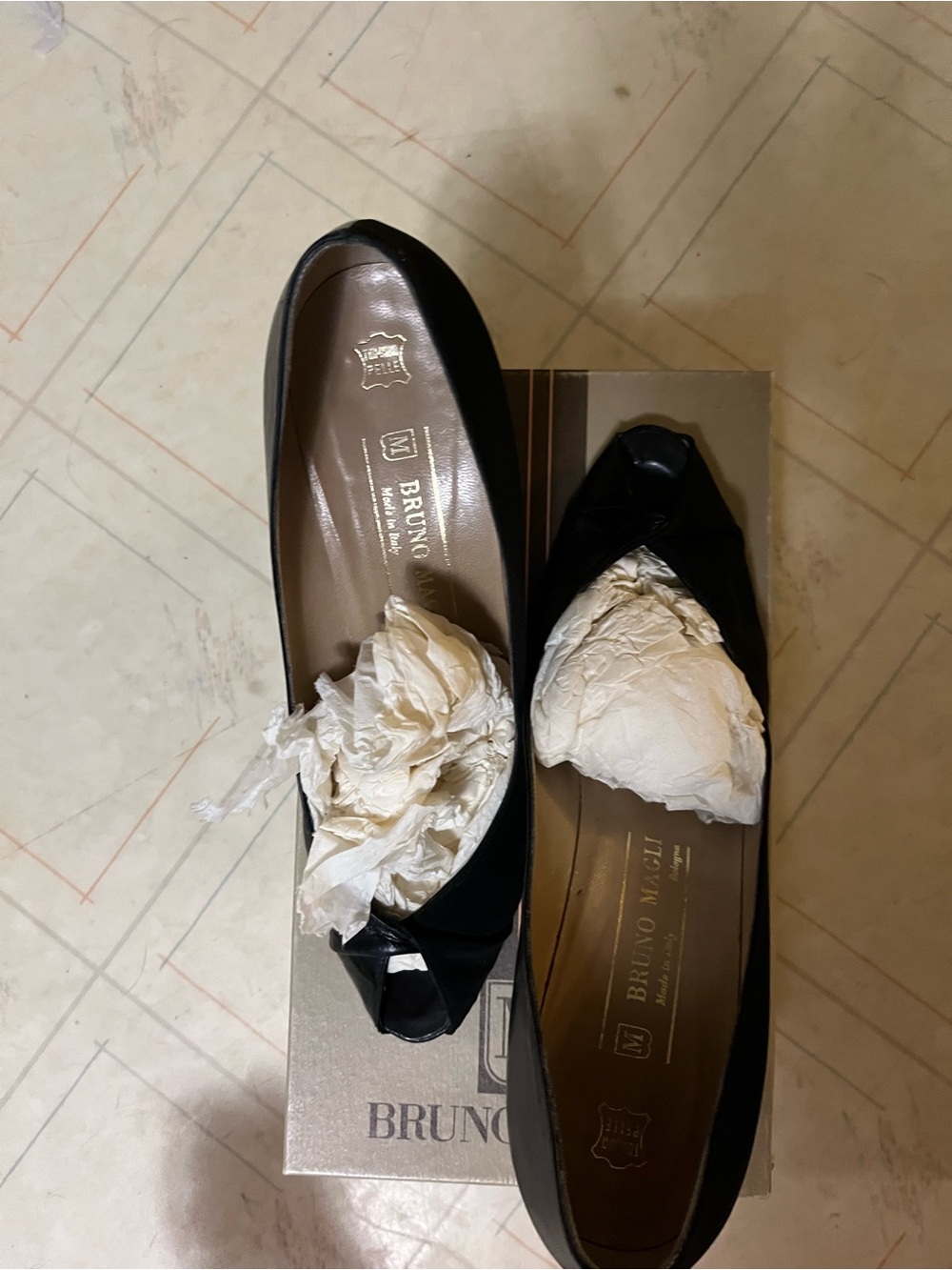Bruno Magli Black Patent Peep-Toe Flats